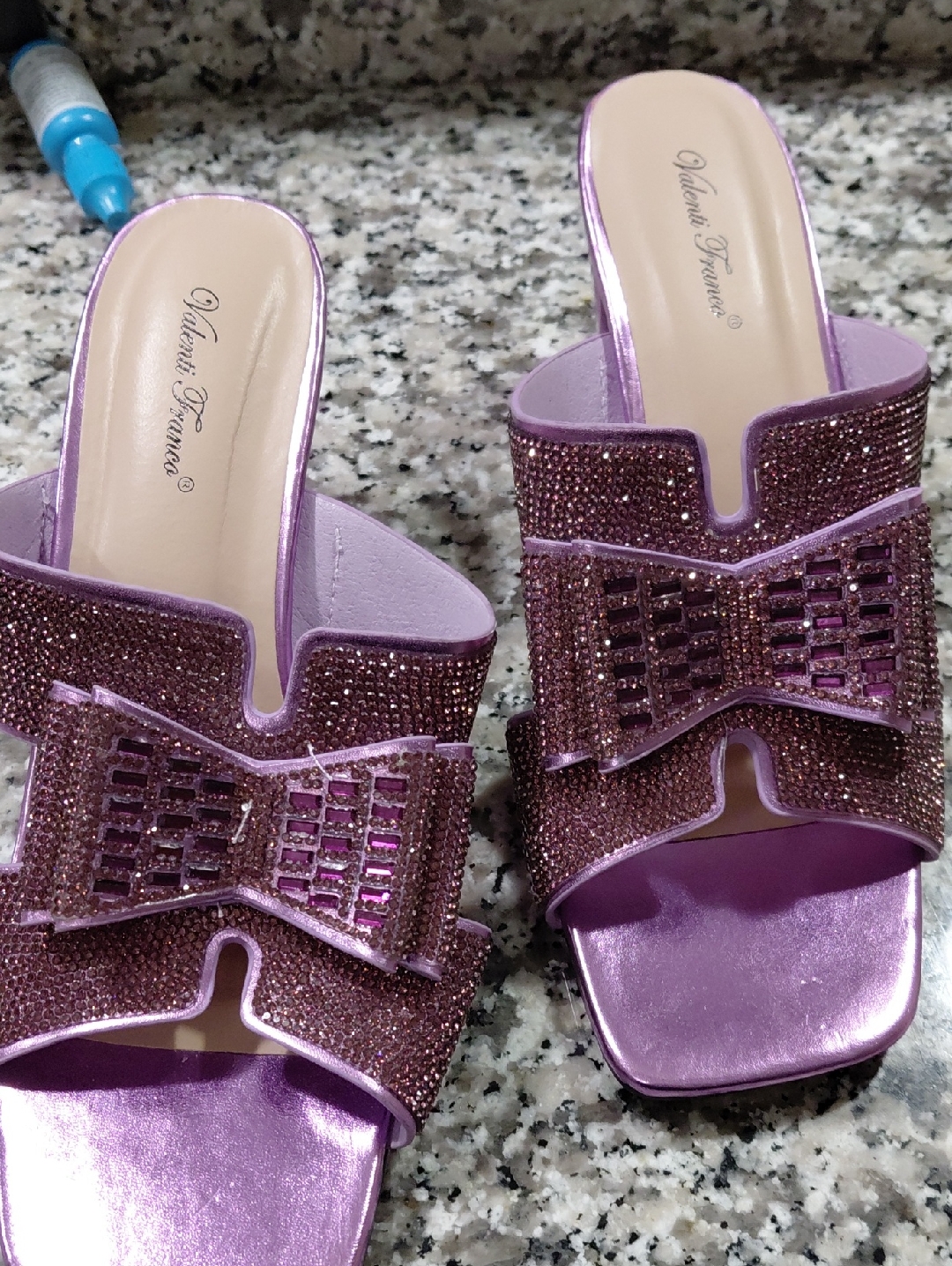 Purple Embellished Slide Sandals Size 9 Heel 3in